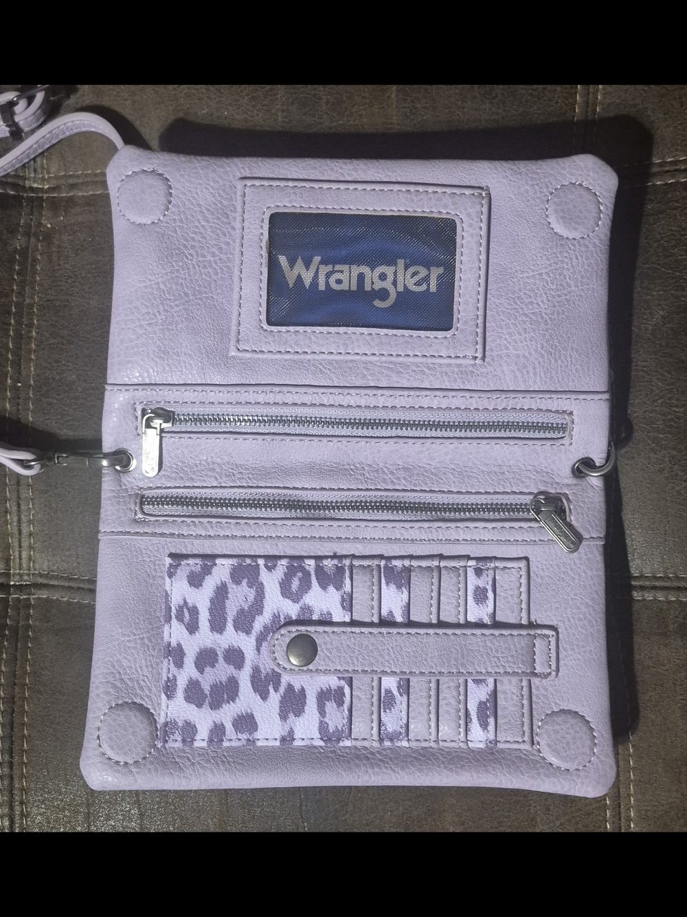 Wrangler Lavender Cheetah Crossbody Wallet Bag - Picture 1 of 3